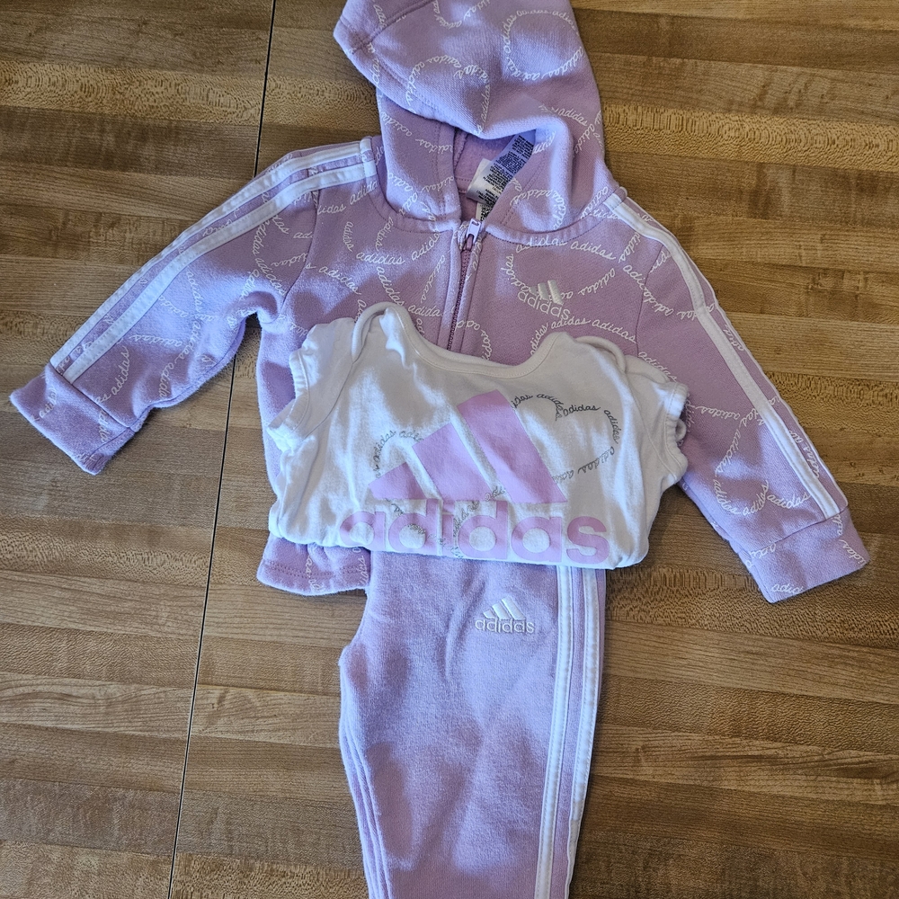 Adidas Purplw and White Baby Tracksuit Set